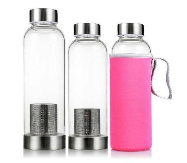 550ML My Sport Portable Real Borosilicate Glass Cup Water Bottle filter Tea Travel Mug With Handle Bottle Infuser